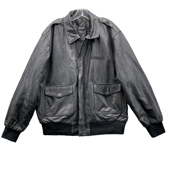 Vintage Burk's Bay Leather Bomber Men's XL Black Quilt Lined Harrington Aviation